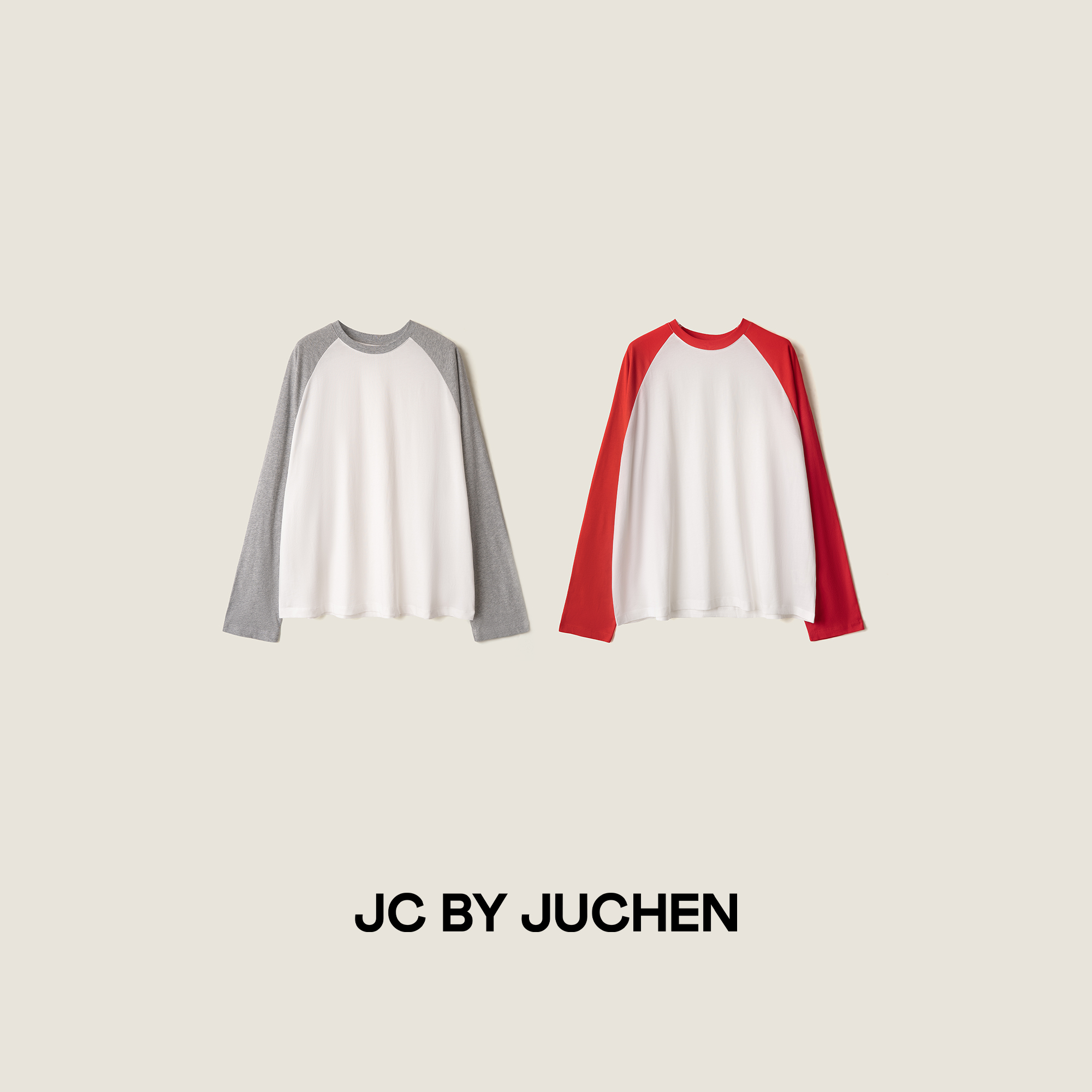 复古校园棒球T！好舒服的天竺棉插肩美式宽松长袖T恤FW117024-195