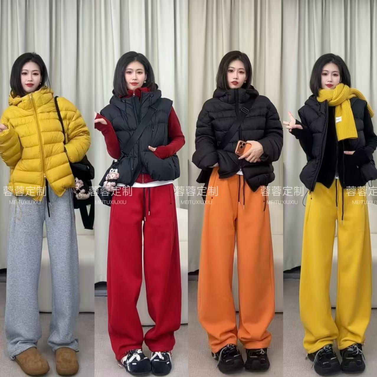  江南女孩暖心2.0【新年鸿运裤】重工加厚绒卫裤美式休闲弯刀阔腿裤