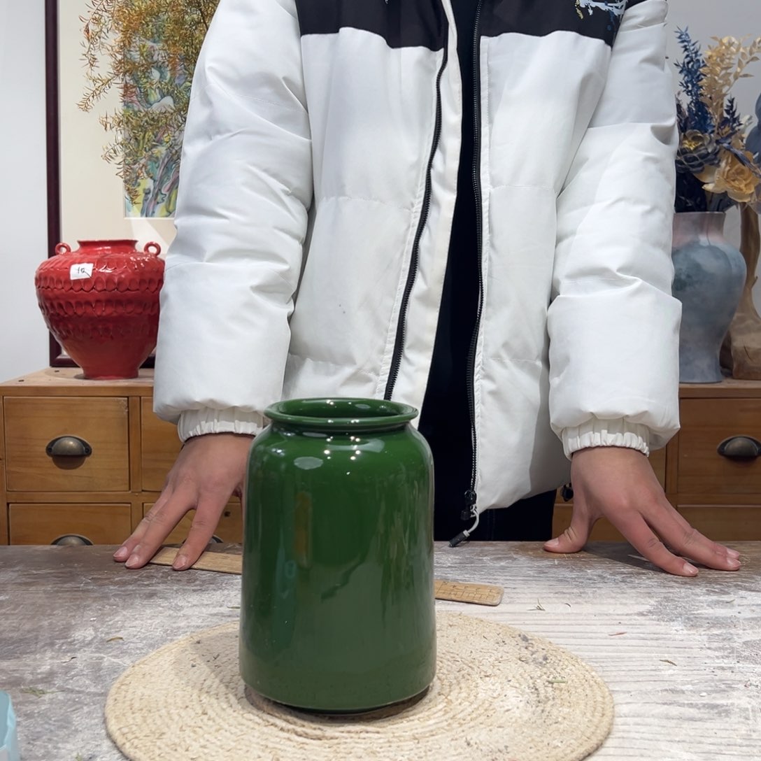 摆件陶瓷花瓶高17口7