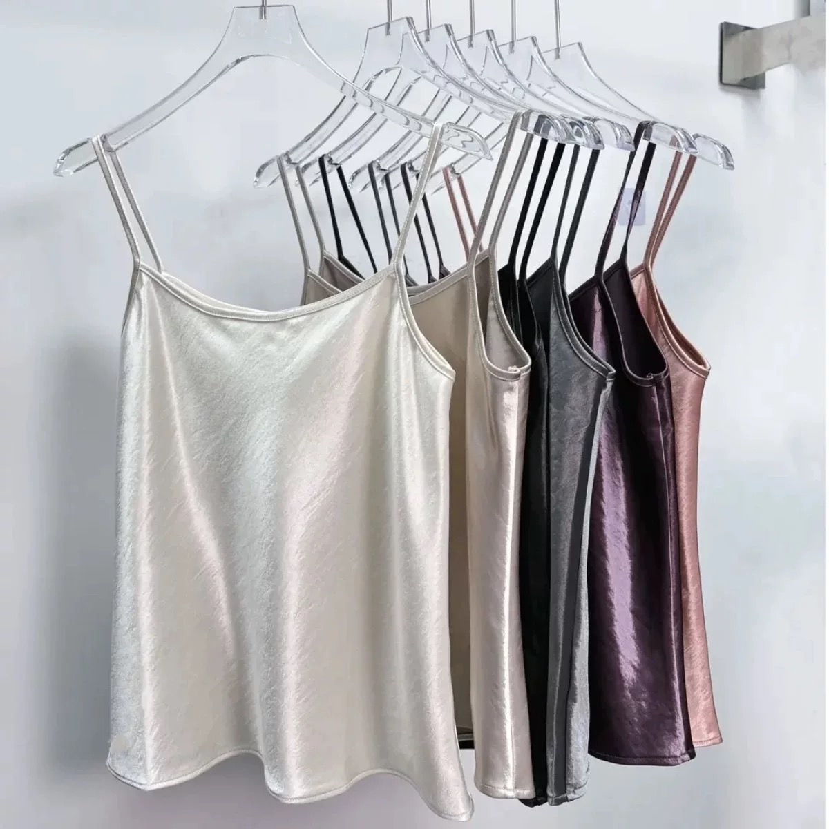 南油高货【吊带背心】醋酸缎面斜裁女士百搭吊带修身显瘦遮肉
