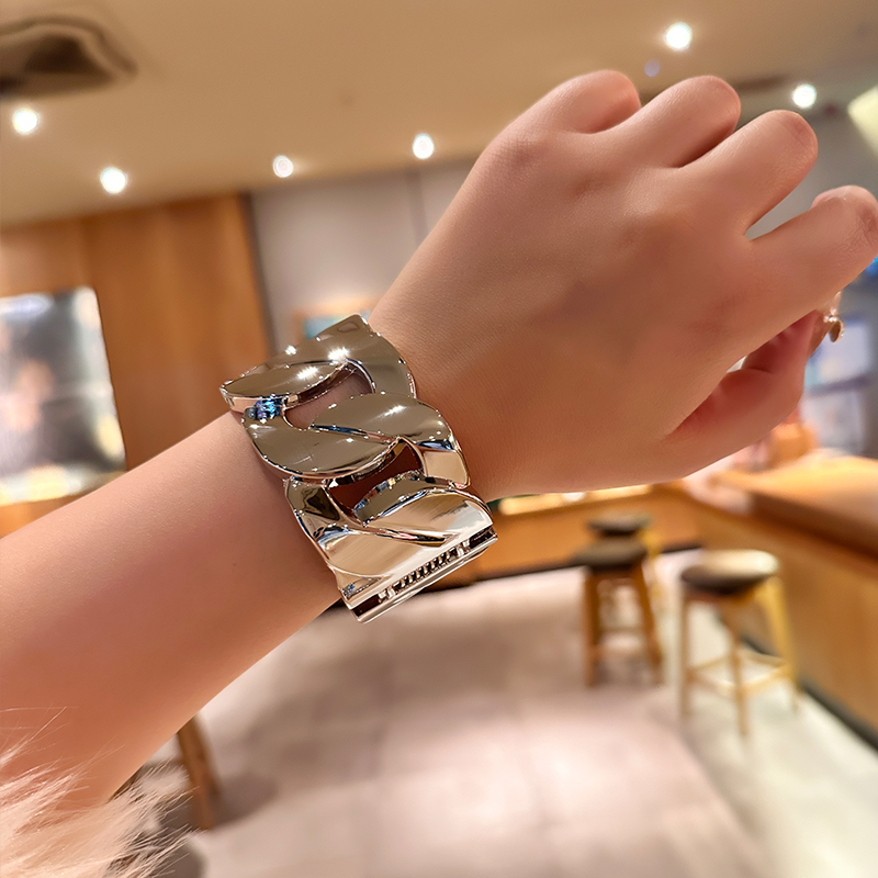 oushipei/欧诗佩 钛钢手镯 个性夸张金属编织重工开口手镯