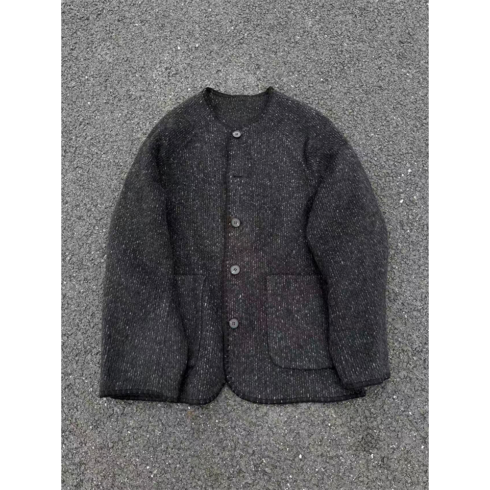 【羊毛羊驼毛双面大衣】 重工手缝微廓羊毛外套男