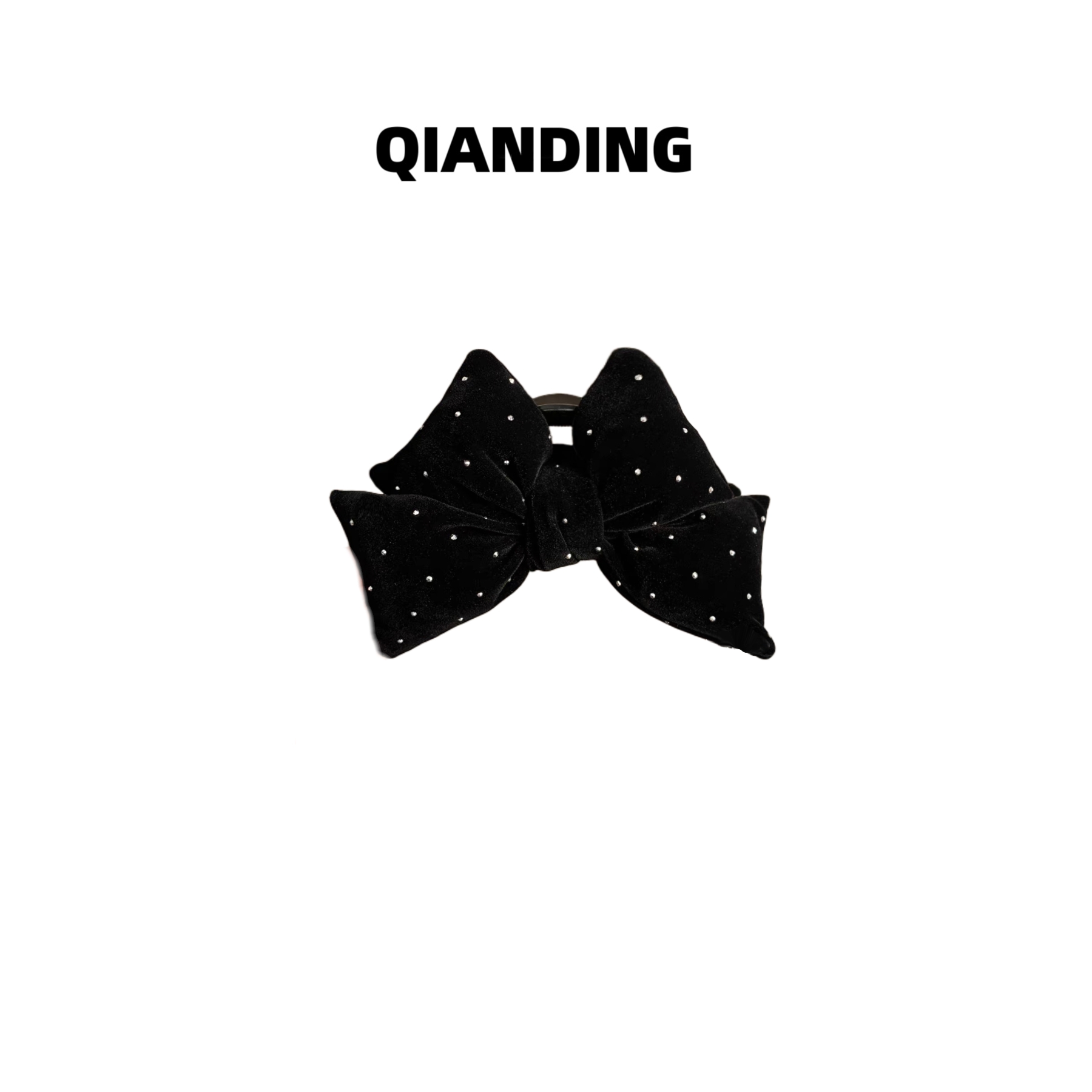 【QIANDING】【蝴蝶结繁星鲨鱼夹】黑丝绒满天星千金时尚休闲抓夹F520