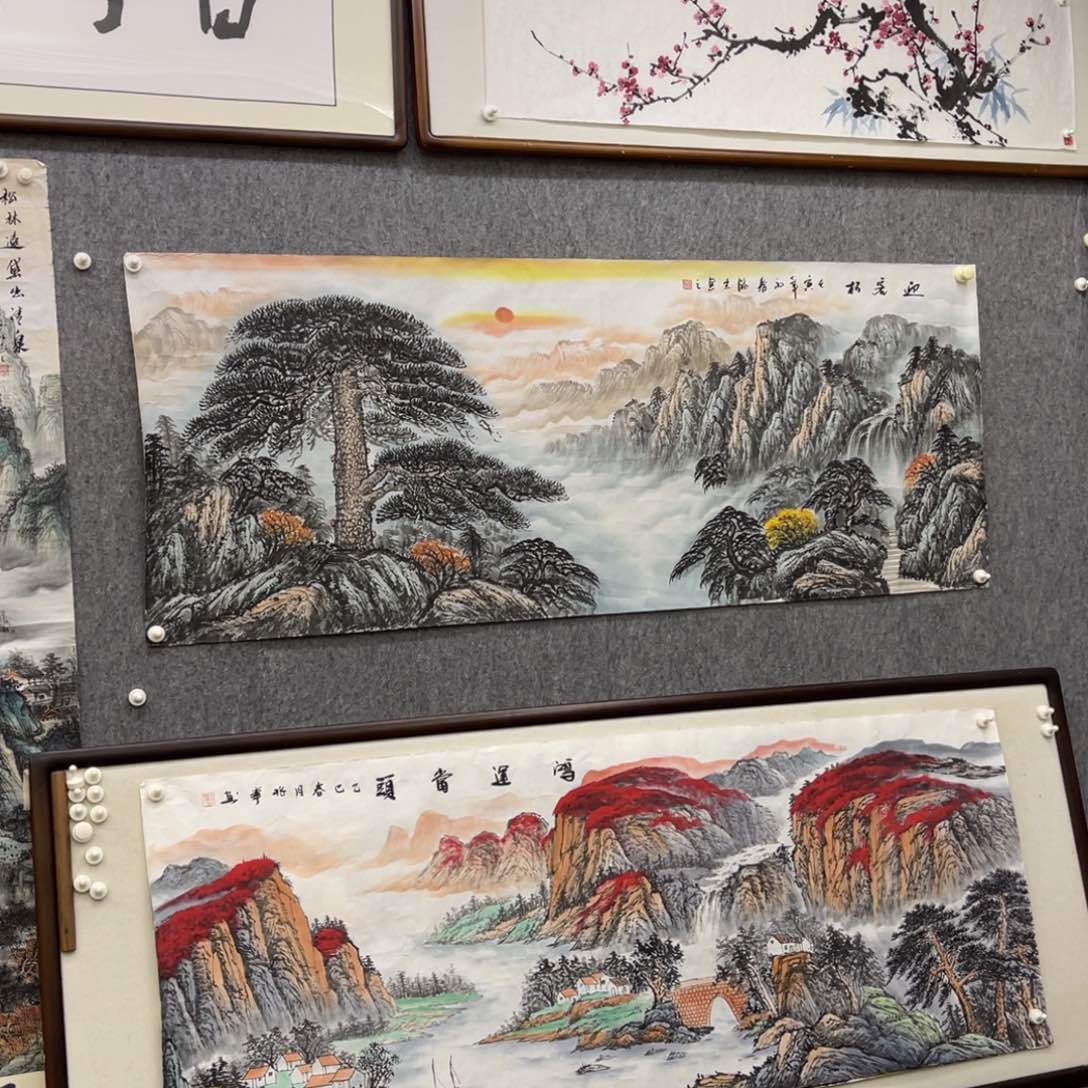 国画六尺迎客松山水画一幅画芯