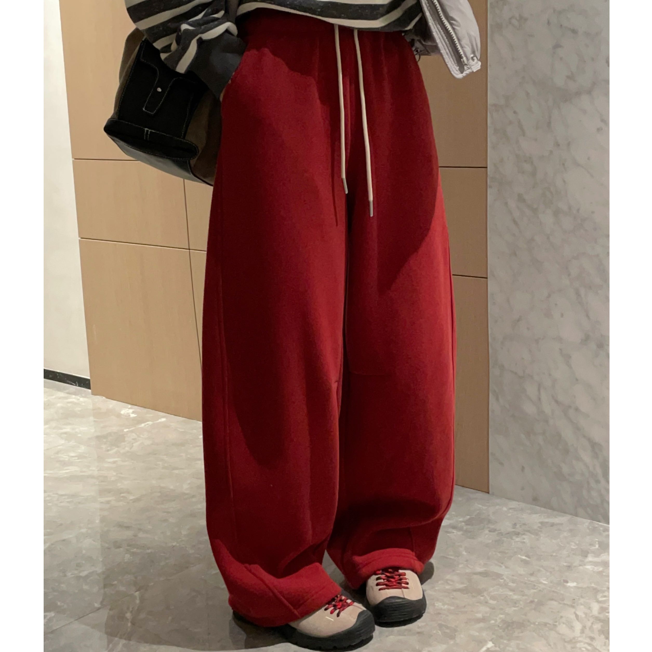 加绒阔腿卫裤8599蓝色S