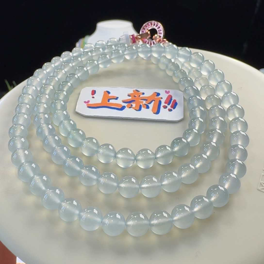 翡翠未镶嵌手链力力力力力推炸光木纳蓝钢长串5.8mm