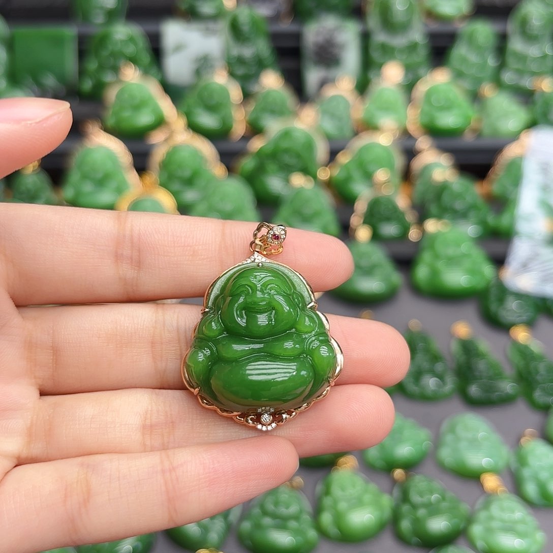 和田玉（碧玉）18K金镶嵌颈饰?**?