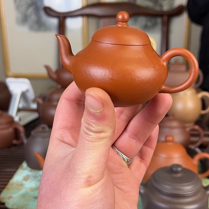 紫砂茶壶青**蕖半手工小煤窑朱泥梨形100c