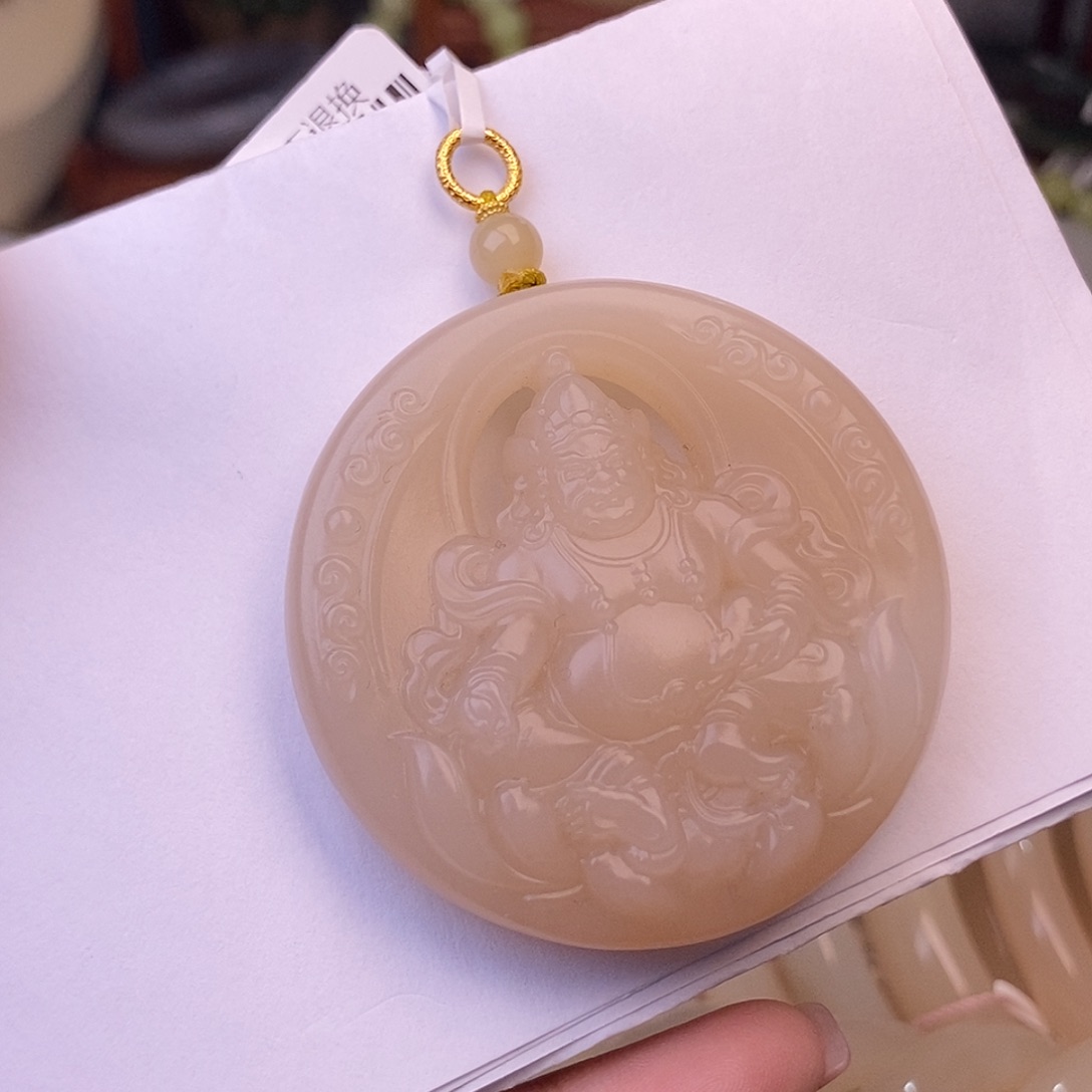 和田玉清货价熟藕粉红粉黄财神未镶嵌