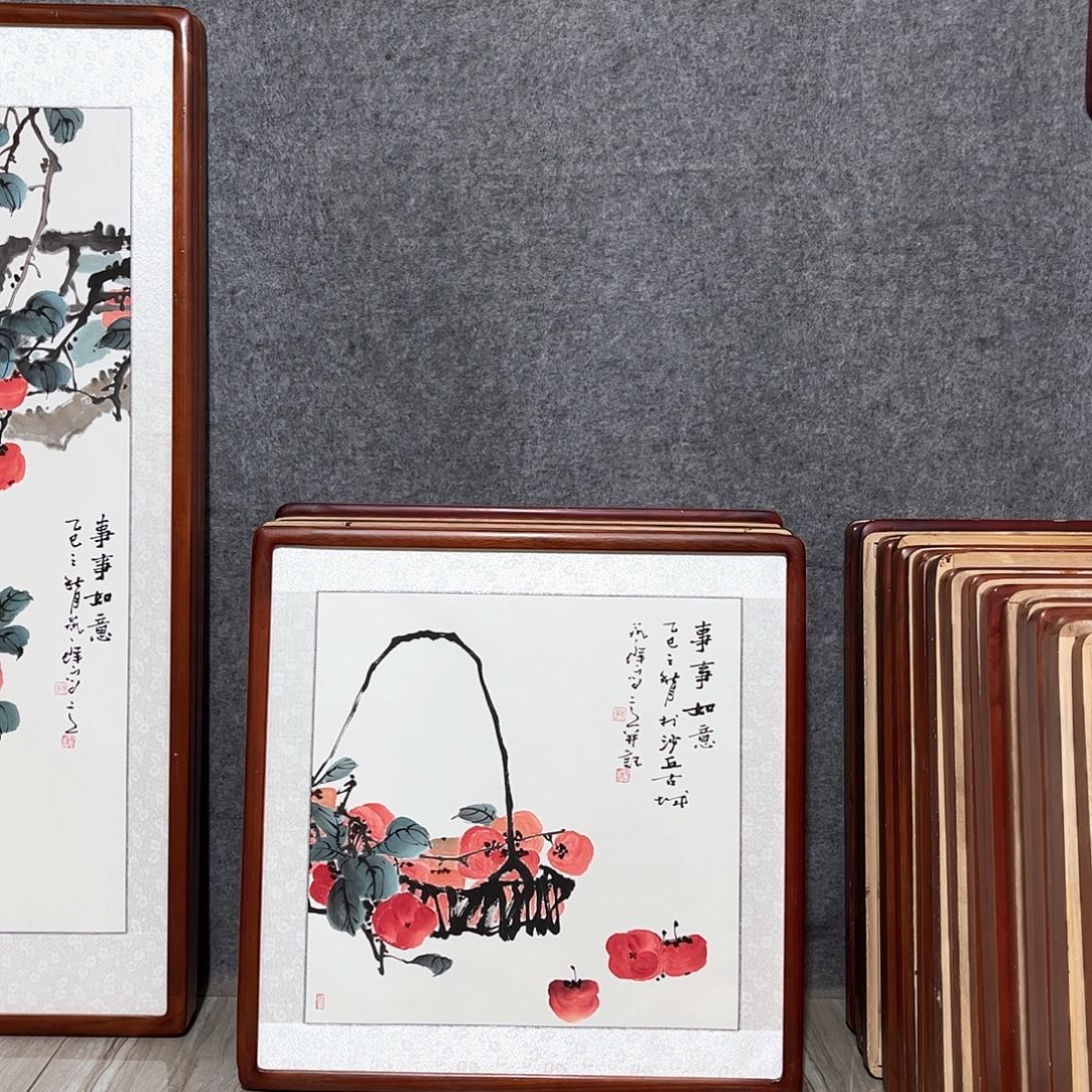 国画书画作品带框63×63