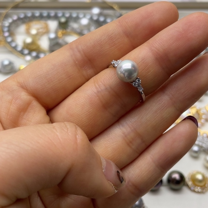 海水珍珠戒指银S925镶嵌