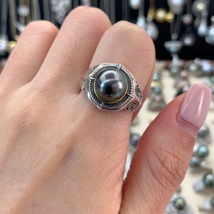 银S925镶嵌戒指海水珍珠