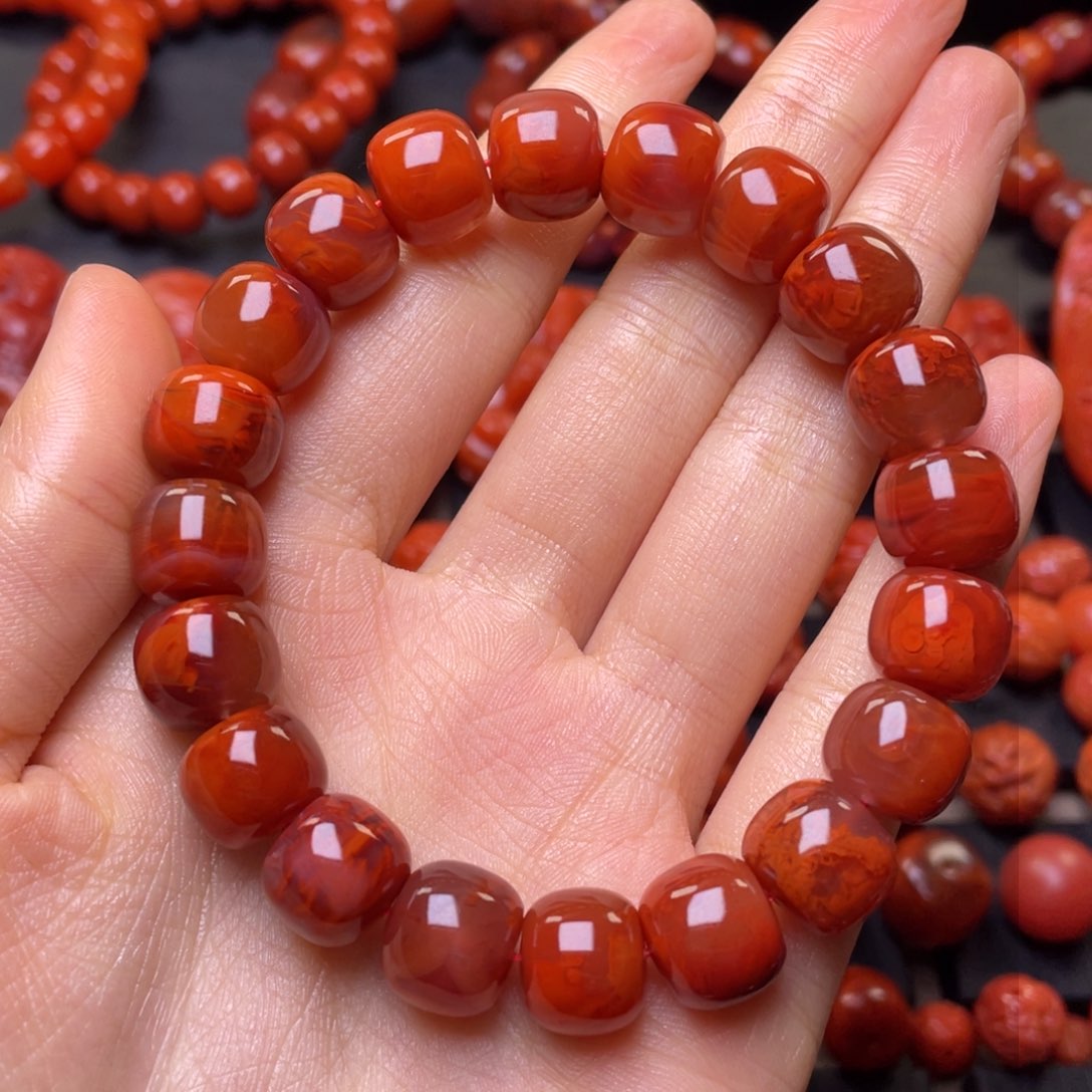南红玛瑙其它未镶嵌11mm➕瓦西牛血火焰老型手串
