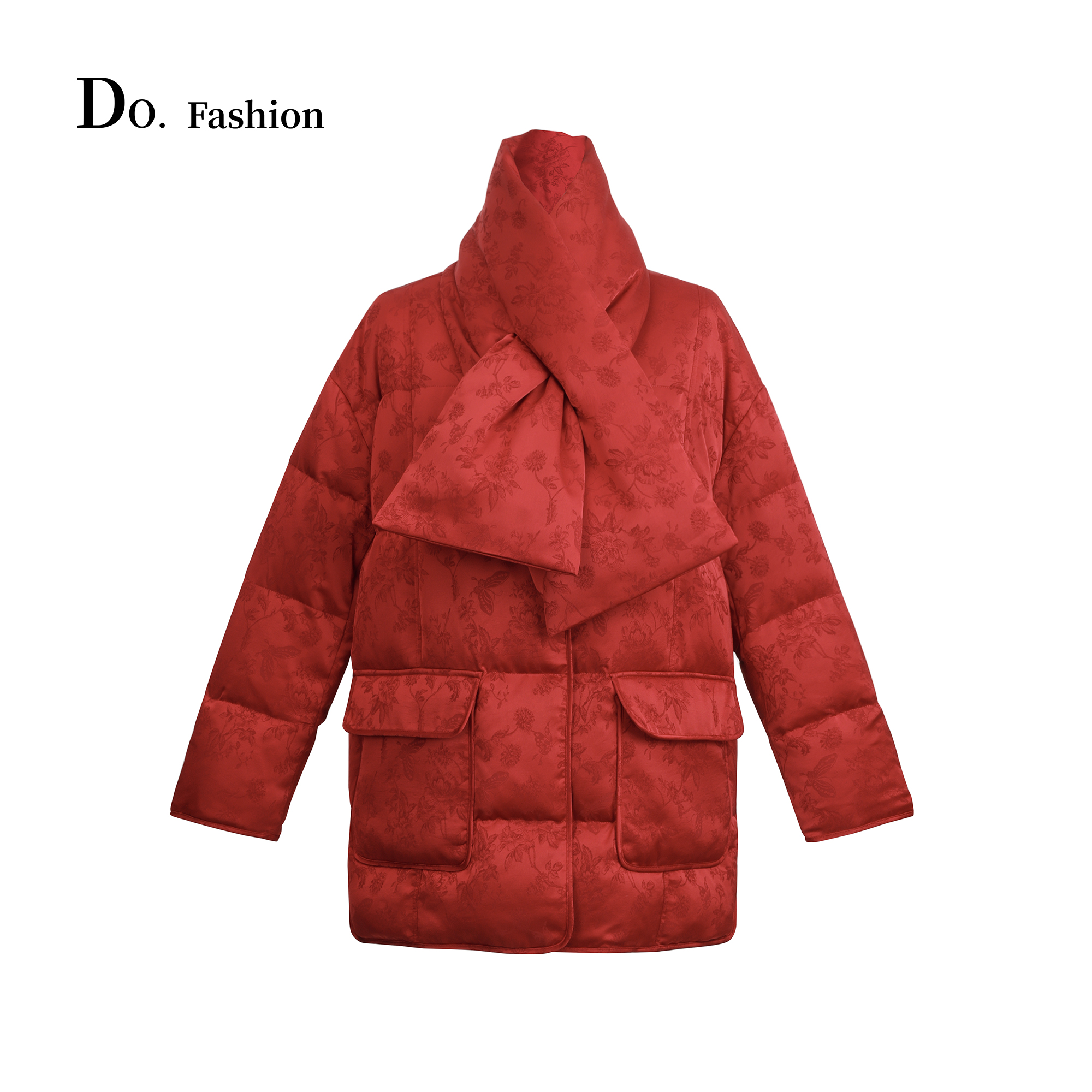 【Do.Fashion欧阳】“新年系列”暗纹提花围巾鹅绒服
