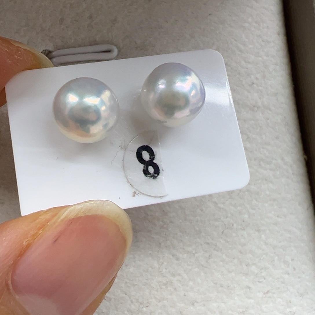 淡水珍珠银S925镶嵌耳饰7-8mm