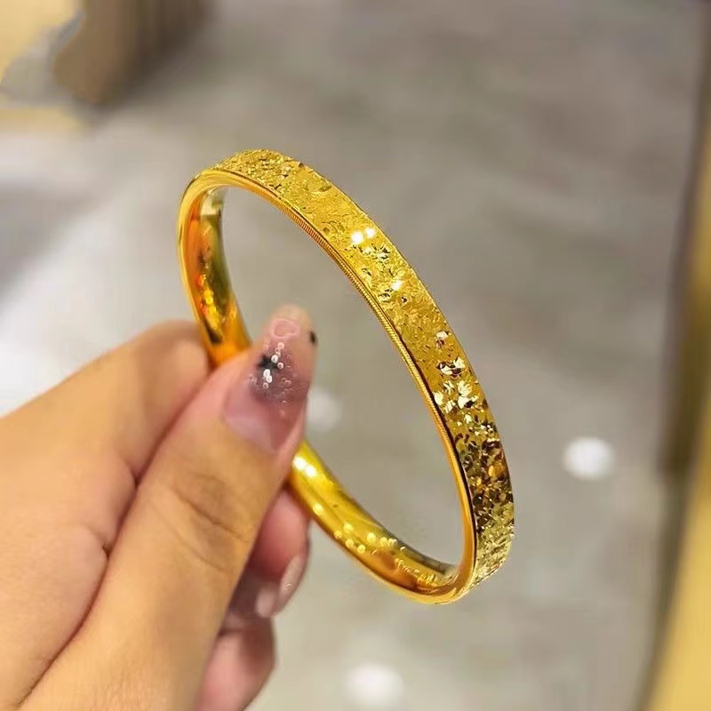 足金999碎冰冰闭口手镯经典百搭