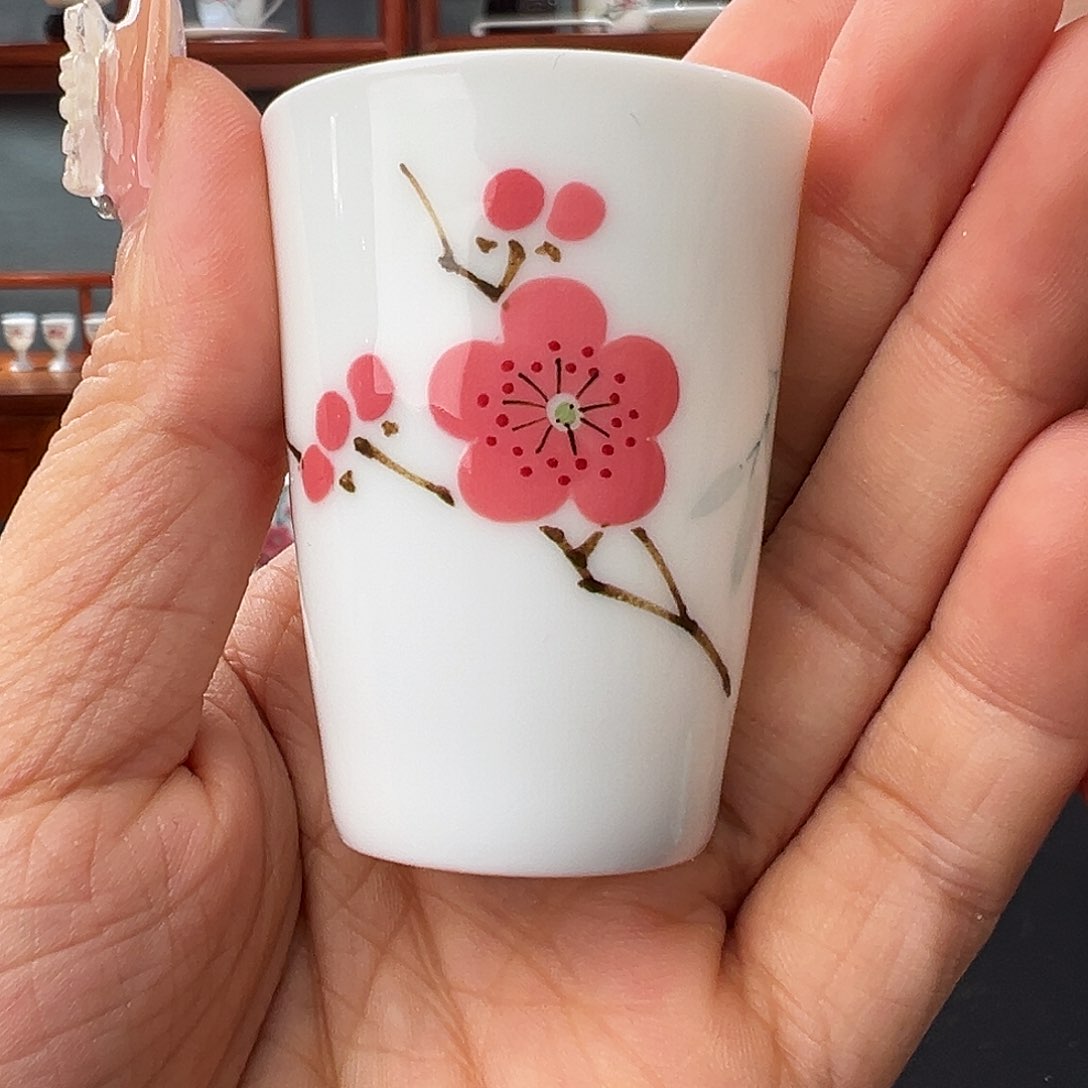 翠竹红梅闻香杯(微瑕）