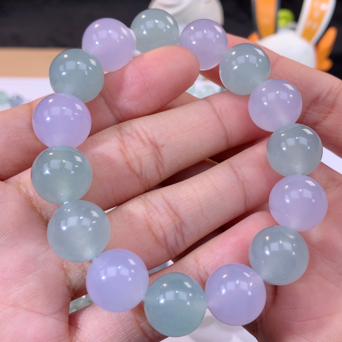 翡翠手链未镶嵌卡14m m