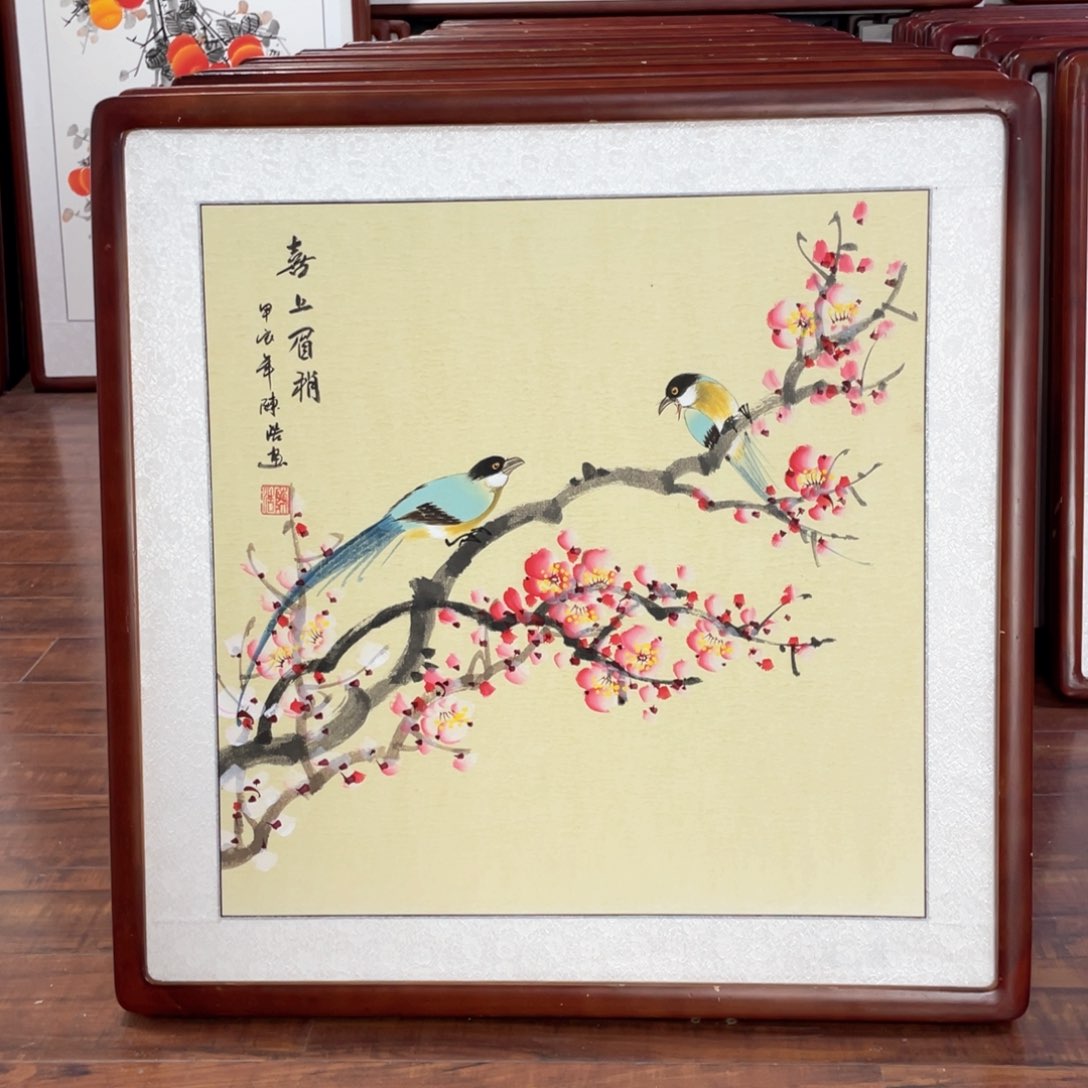 国画手绘带框尺寸63*63厘米