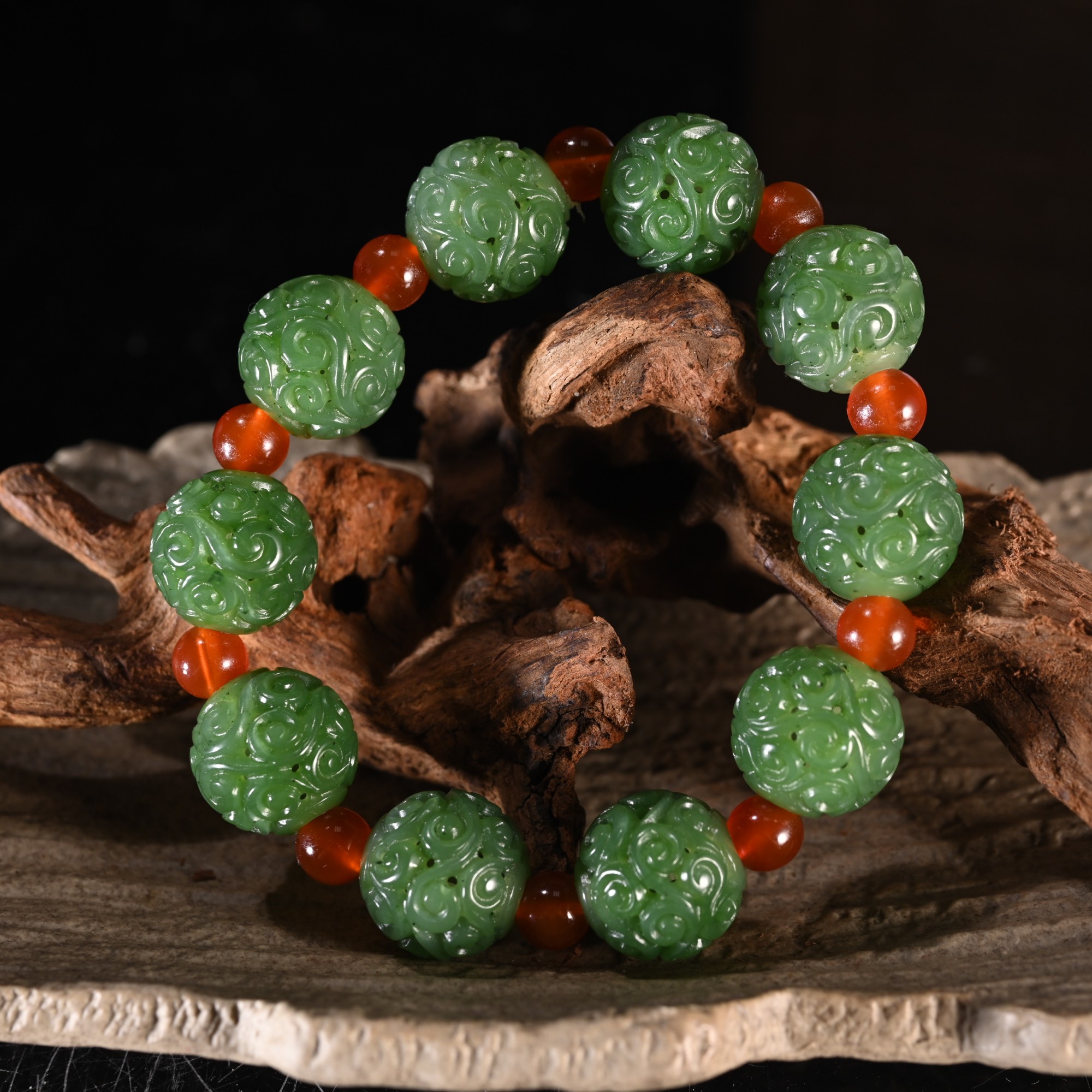 Lot8834和田玉碧玉手串/杭拍