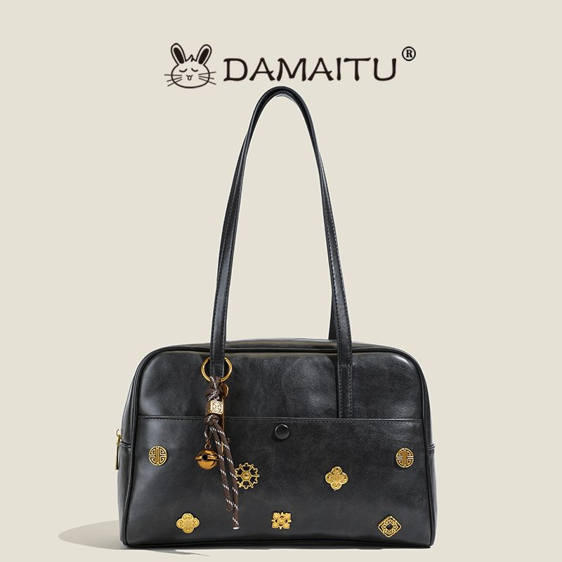 复古小众腋下包包秋冬金色年华枕头包女手提单肩包百搭通勤斜挎包