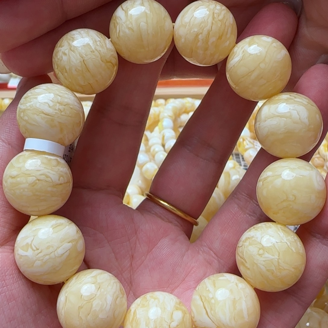 琥珀手链未镶嵌10m同料虎皮圆珠