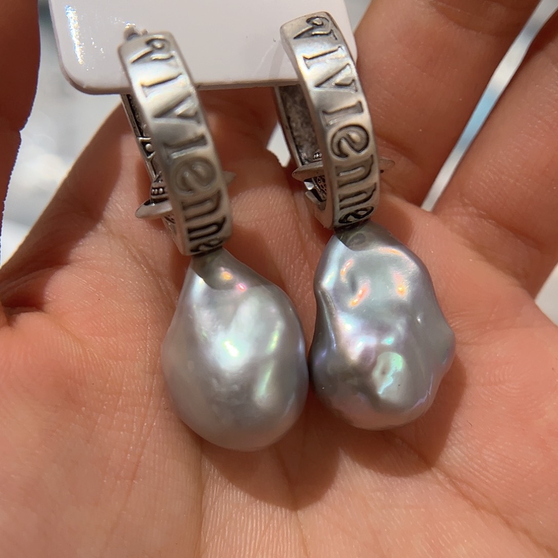 合金淡水珍珠耳饰