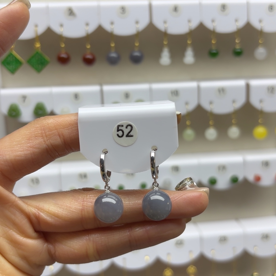 和田玉银S925镶嵌耳饰