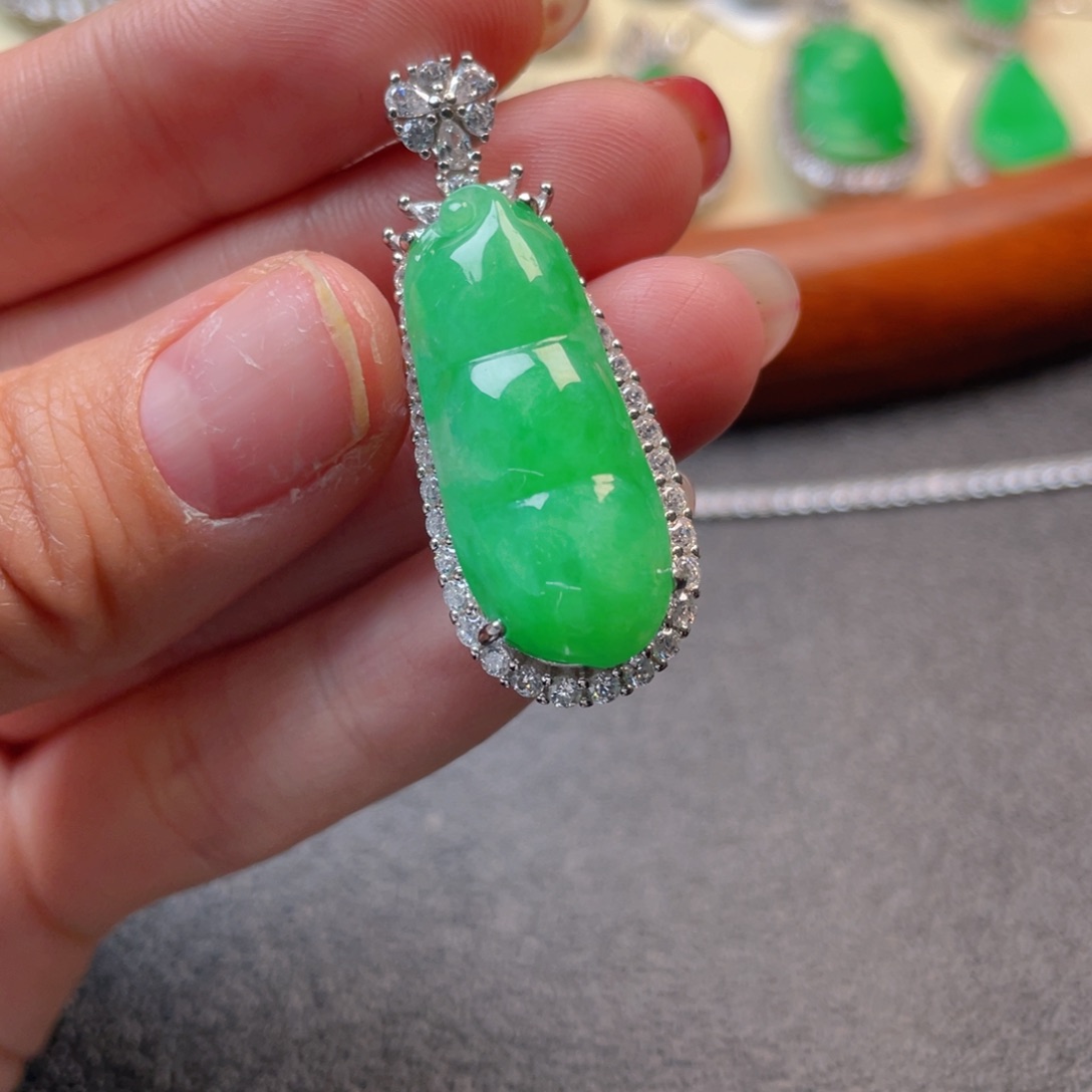 翡翠吊坠(不含链)银S925镶嵌