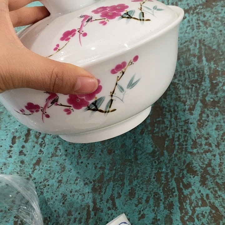 摆件陶翠竹红梅高合合器