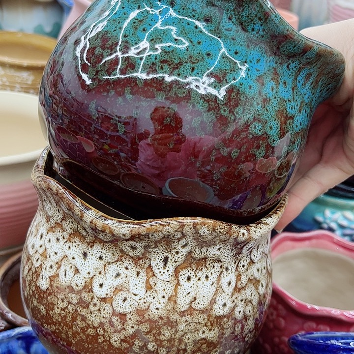 多肉绿植陶瓷花盆9.9包邮，有孔