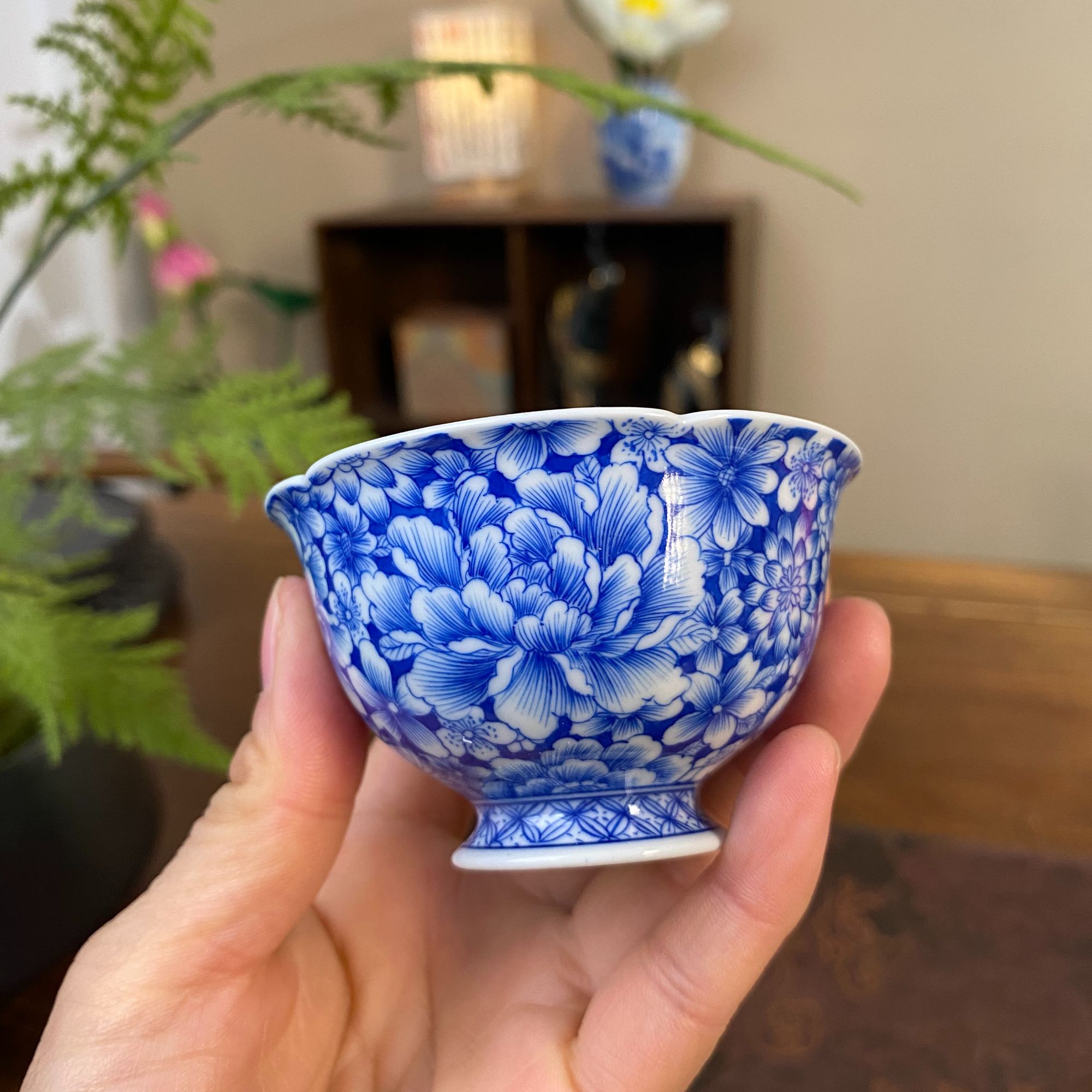 【陶月楼】精工万花小花口杯 景德镇纯手工手绘茶器茶具