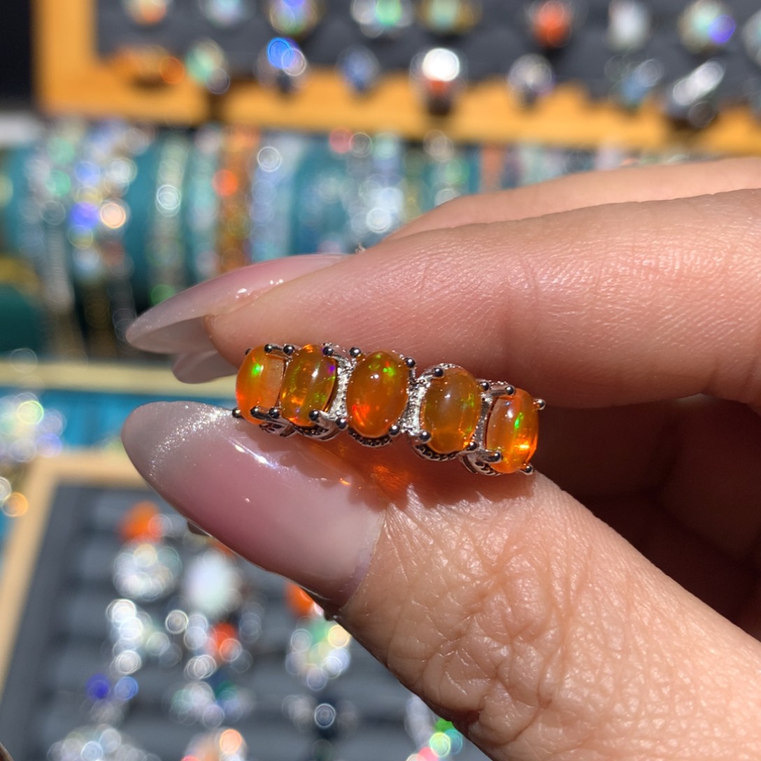 欧泊福利戒指银S925镶嵌