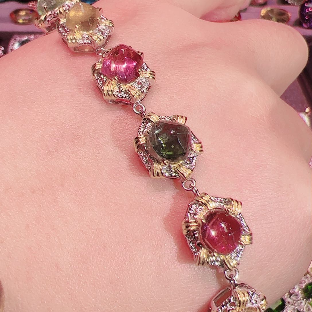 碧玺碧玺手链银S925镶嵌