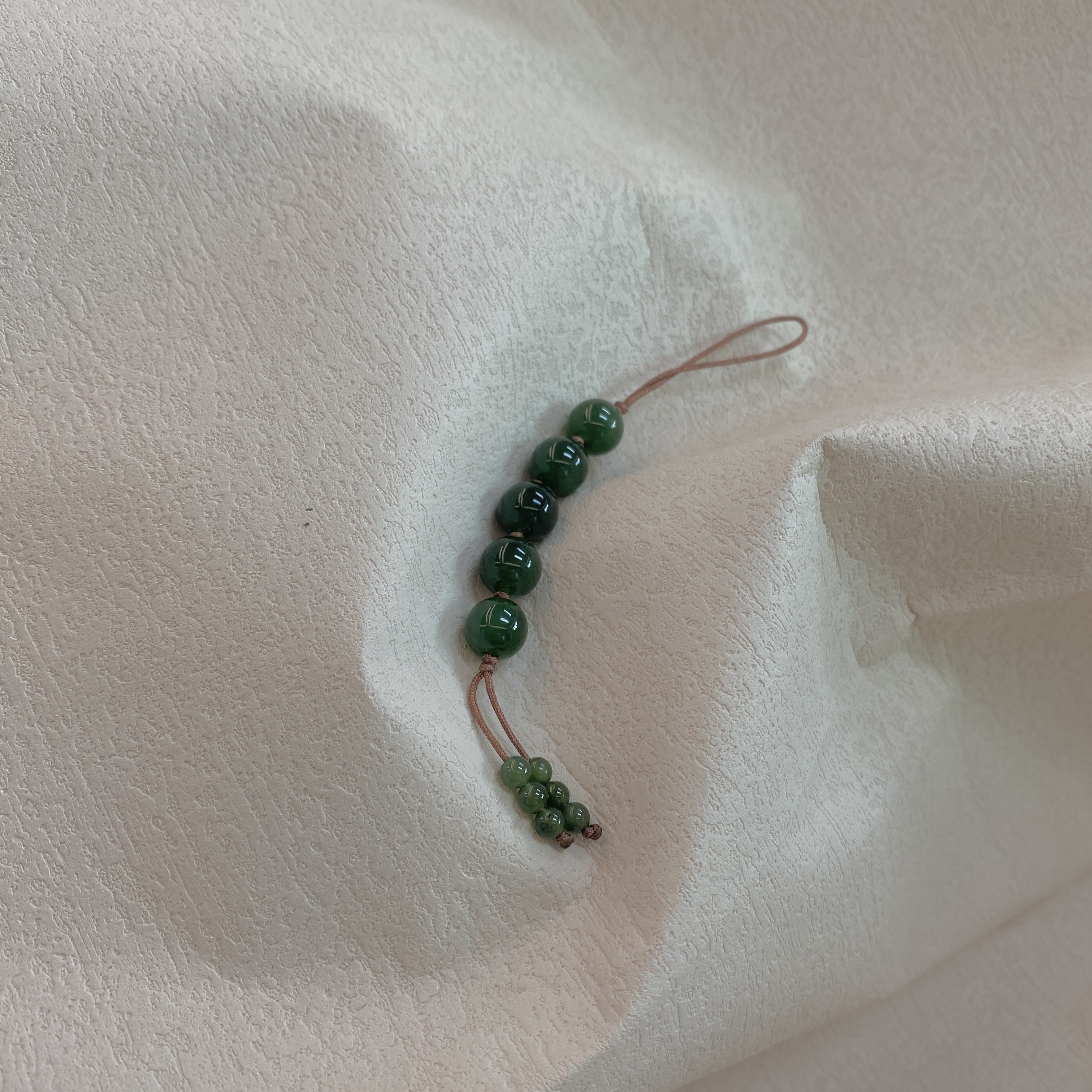 【V姐珠宝】GN3271 和田玉碧玉手机链 9mm（尾货设计款）