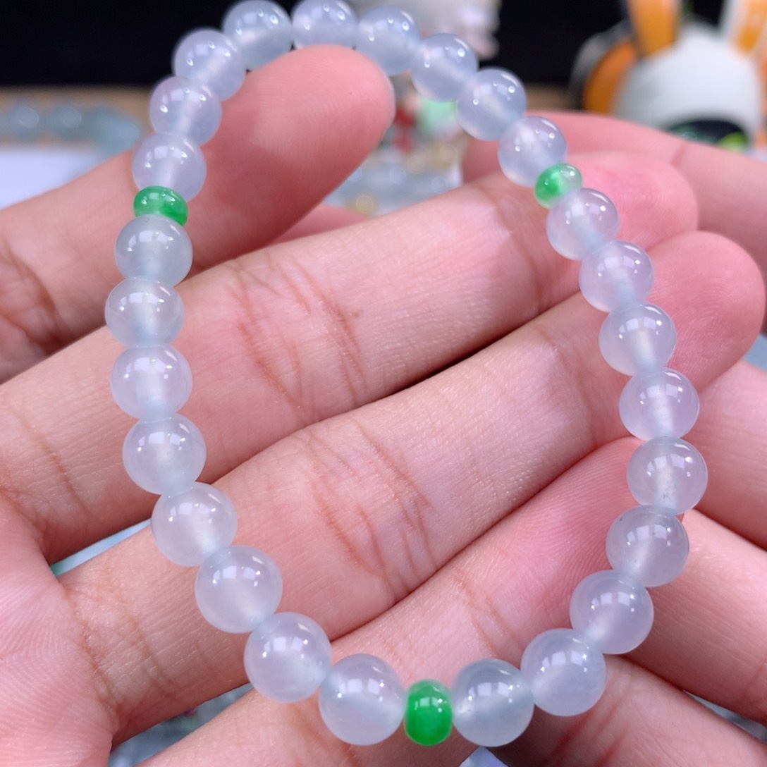 翡翠手链未镶嵌卡6.8m m