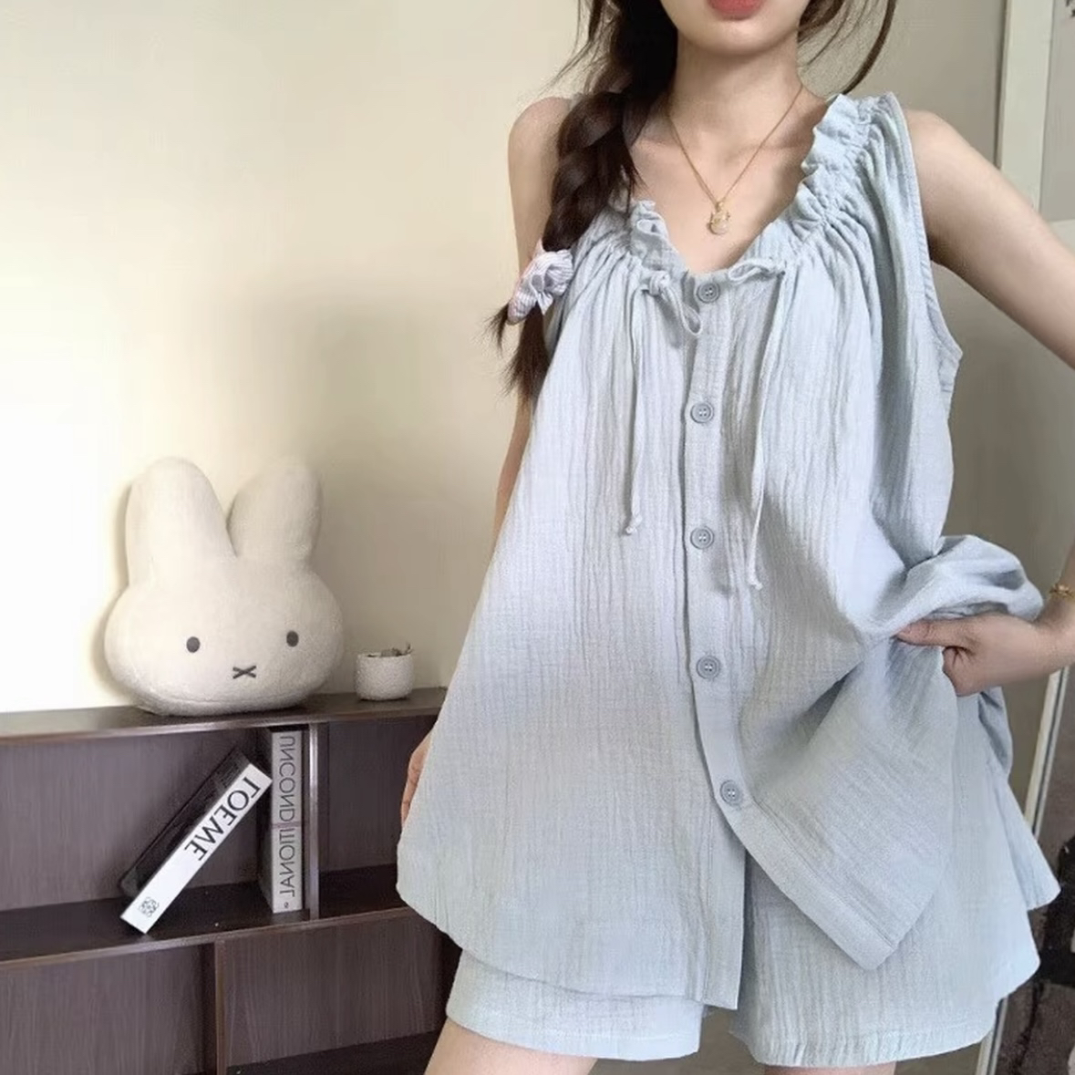 【海盐气泡水】夏季纯棉吊带短裤长裤透气家居服可外穿女显瘦显白孕