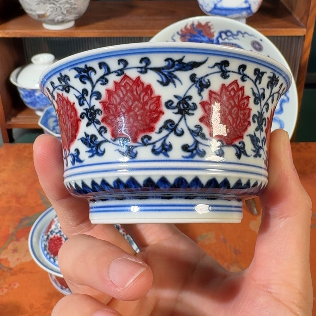 杯永明尚玩缠枝莲马蹄杯