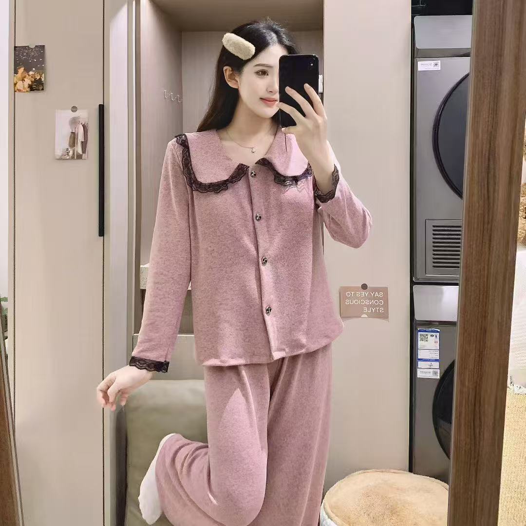 【直播专享】秋冬保暖睡衣女长袖长裤家居服套装大码女士可外穿睡衣