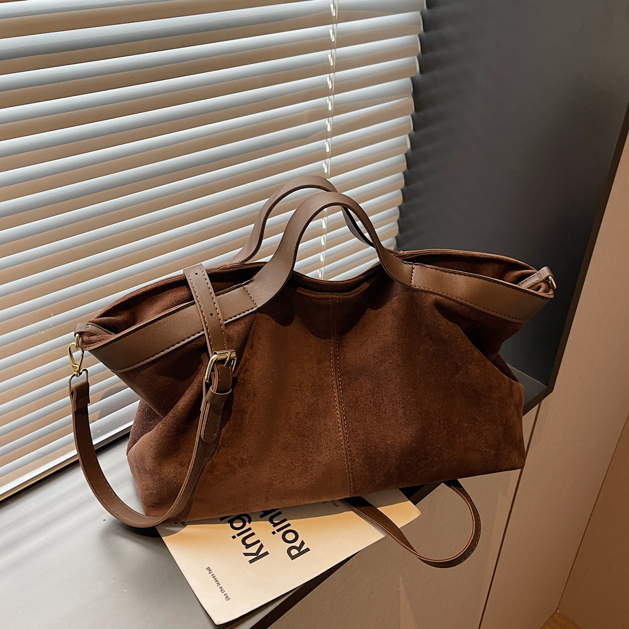 88682咖色[长45高24厚15]绒布时尚休闲百搭简约单肩斜挎包