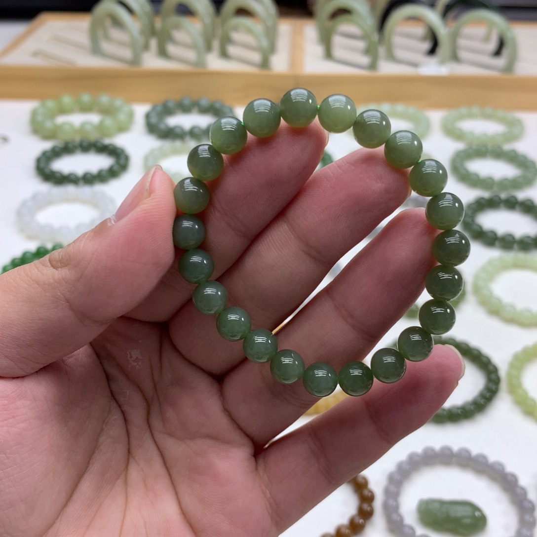 和田玉手串（碧玉7.8）未镶嵌