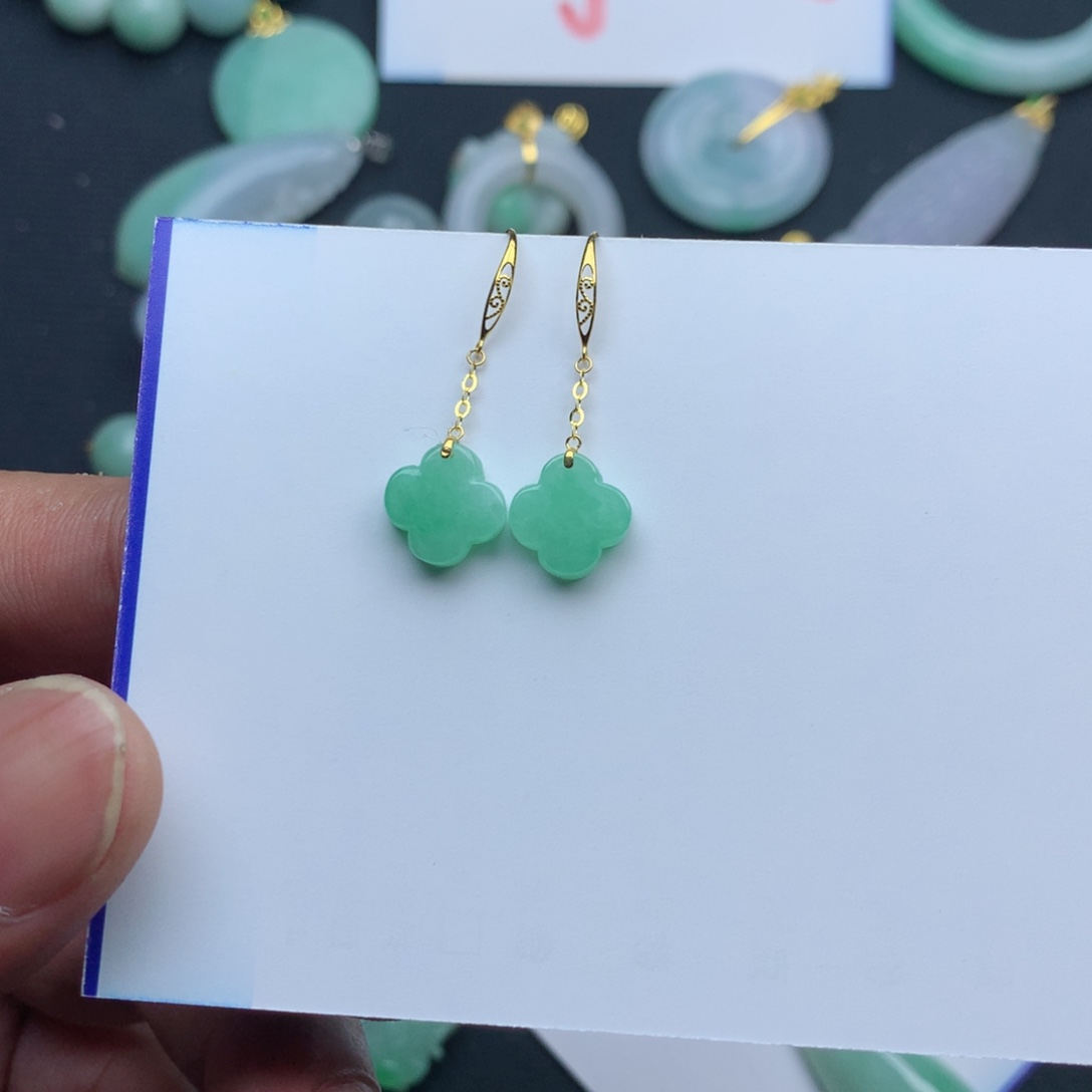 翡翠颈饰18K金镶嵌玛****←四叶草