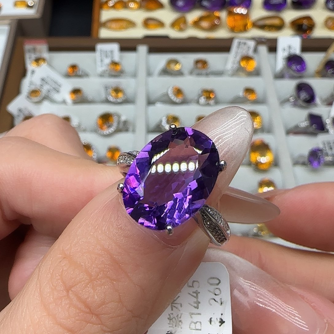 一***沟水晶银S925镶嵌珠宝半成品G 乌拉圭紫水晶925银6克拉