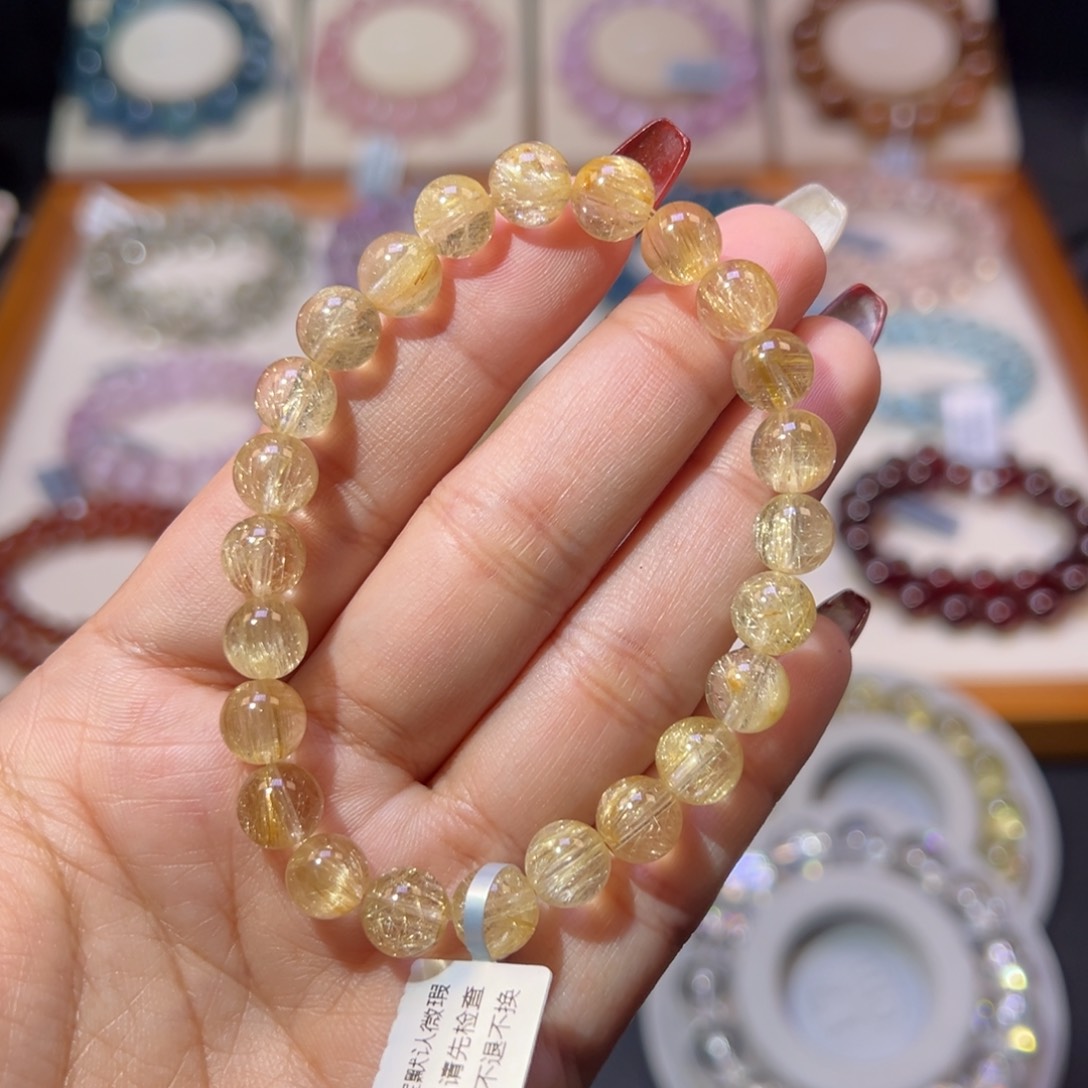 水晶手串未镶嵌金发晶8.2m m