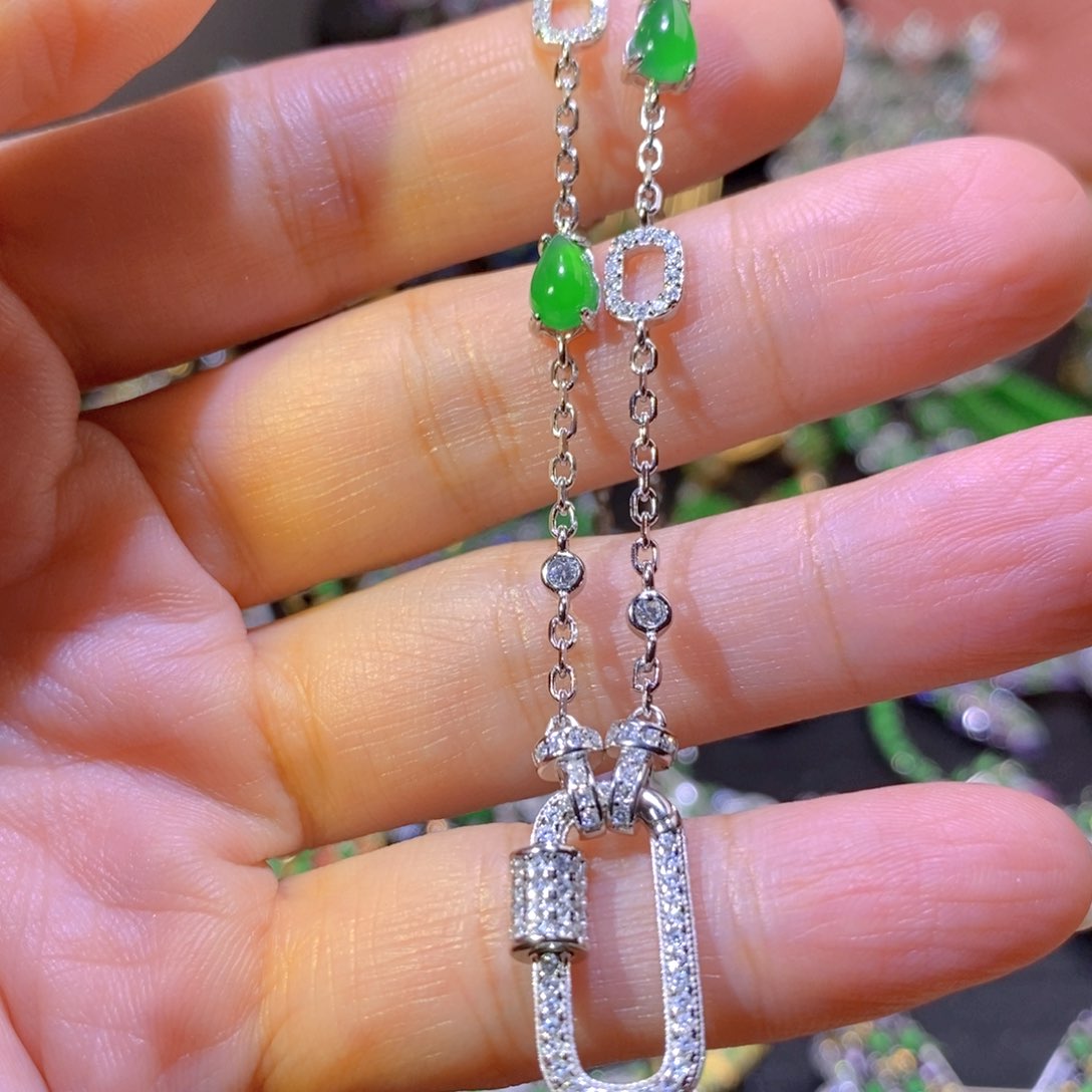 吊坠(不含链)银S925镶嵌翡翠