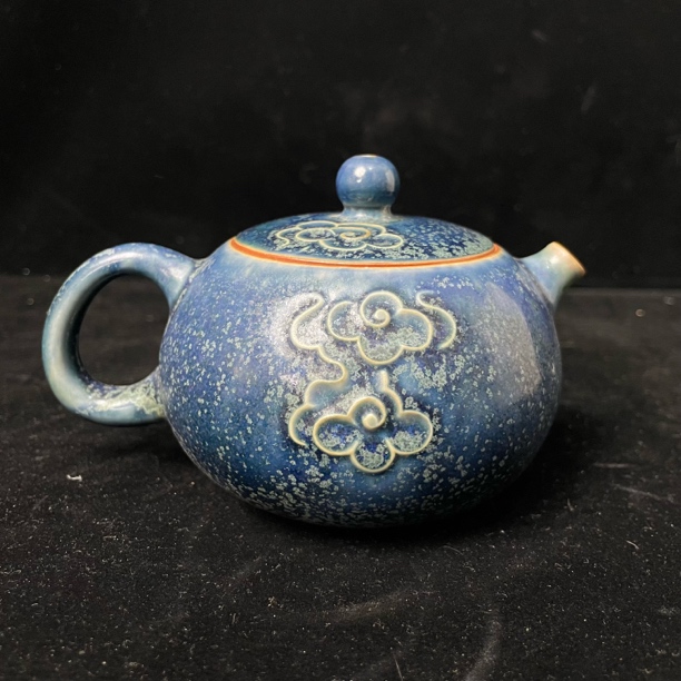 原产地神后钧瓷泡茶壶手刻祥云纹西施壶