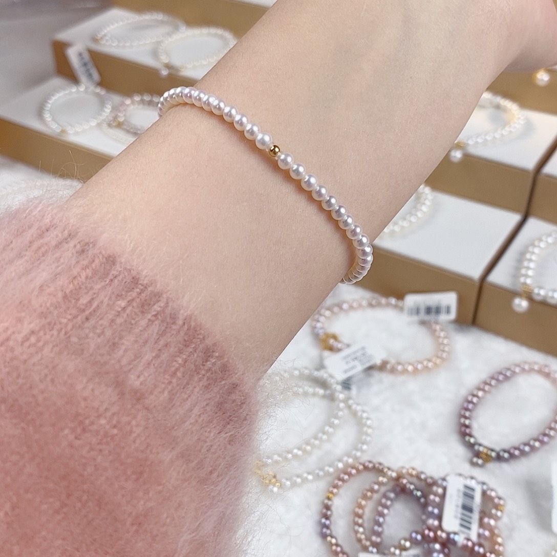 手链18K金镶嵌淡水珍珠