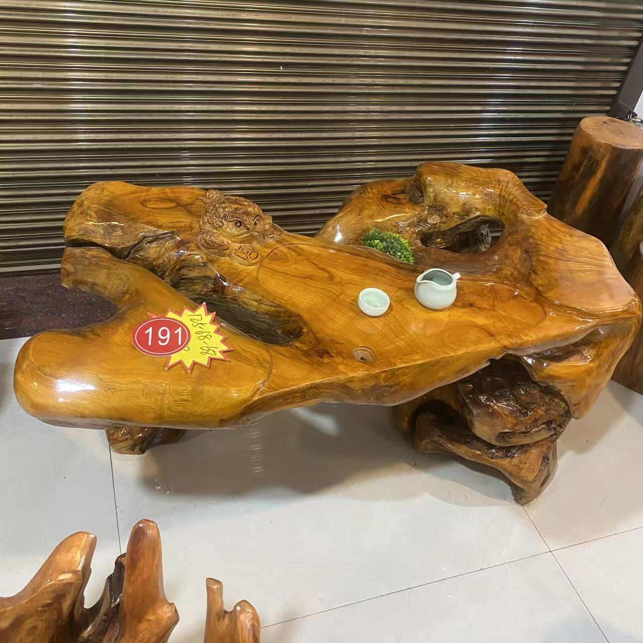 125-68-68不上楼茶桌根雕茶桌原木家用实木树根茶桌茶几