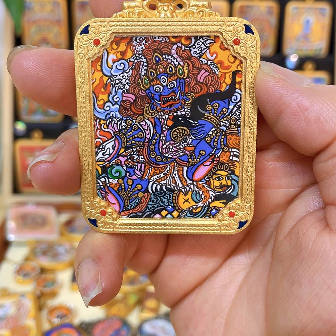 吊坠纯手绘唐卡黑财神