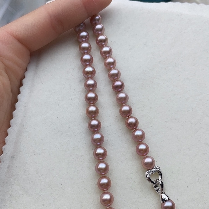 淡水珍珠颈饰银S925镶嵌卡8➕高品极光帝王紫